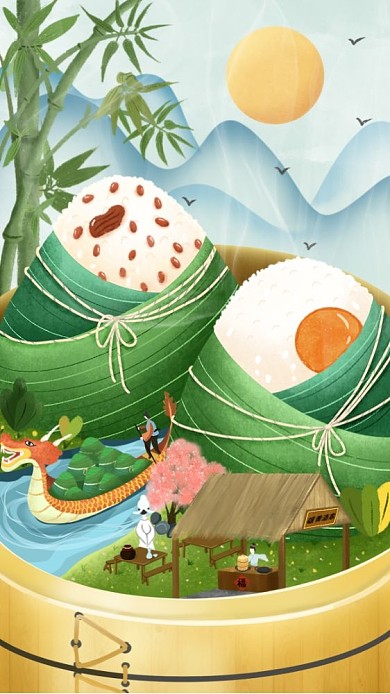 端午节吃粽子赛龙舟