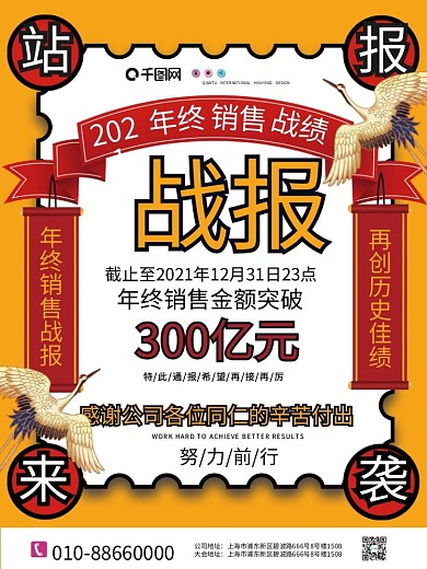 国潮中国风年底年度金融行业业绩喜报海报2