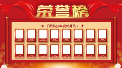 红色喜庆荣誉榜光荣榜优秀员工展示背景展板