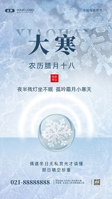 中国传统节气大寒摄影图手机海报