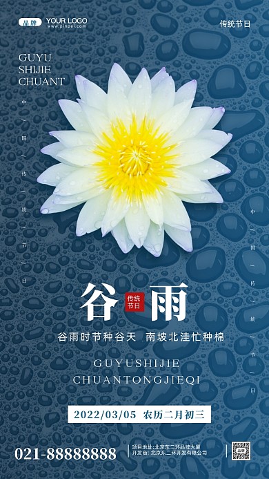中国传统节气谷雨摄影图手机海报