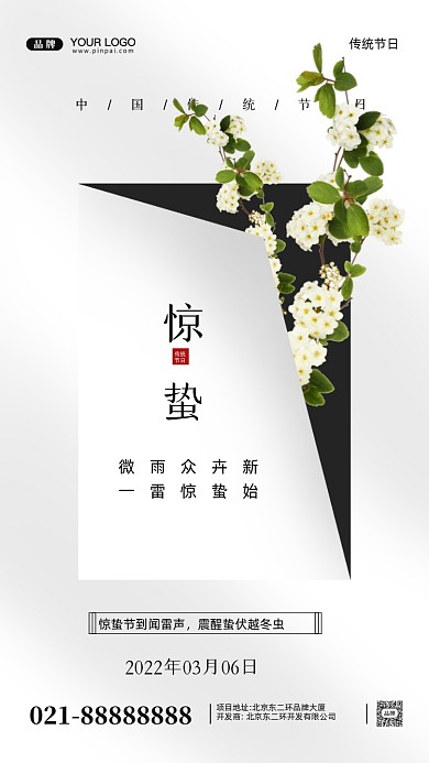 中国传统节气惊蛰摄影图手机海报