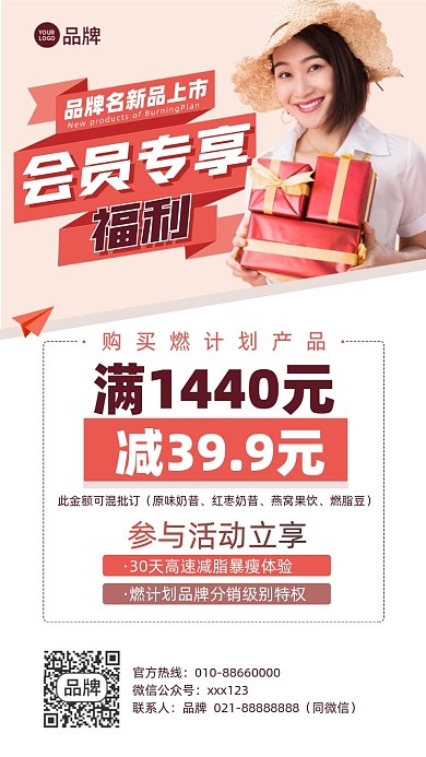 会员福利满减活动摄影图海报