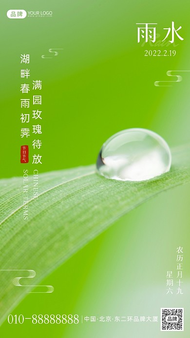 雨水节气摄影图海报