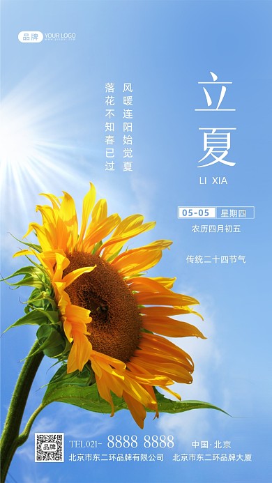 立夏节气传统节气摄影图海报