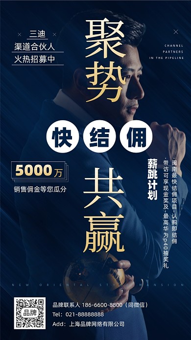 销售合伙人招募摄影图海报