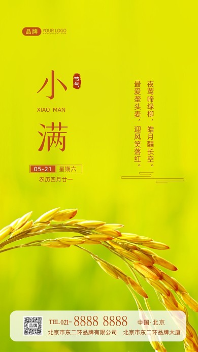 小满节气传统节气摄影图海报