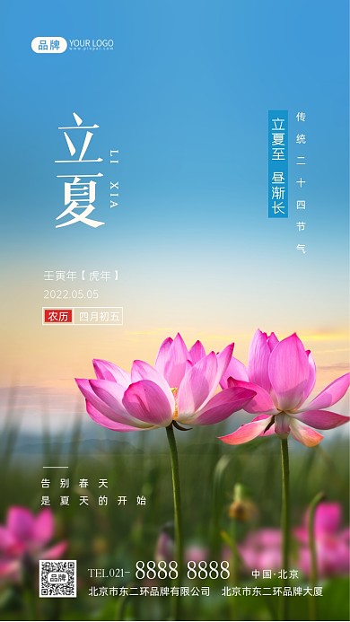 立夏节气传统节气摄影图海报