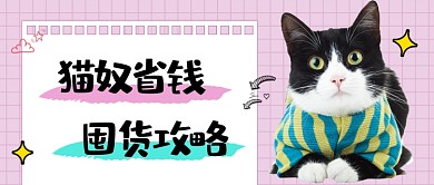 猫奴省钱囤货攻略新媒体卡通公众号首图