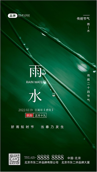 雨水节气传统节气摄影图海报