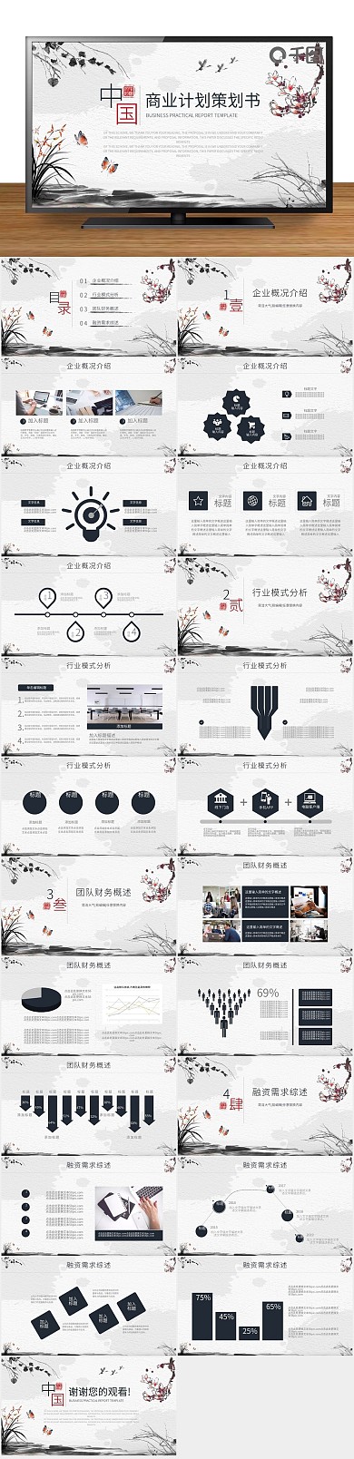 计划书计划融资商业策划书ppt中国风
