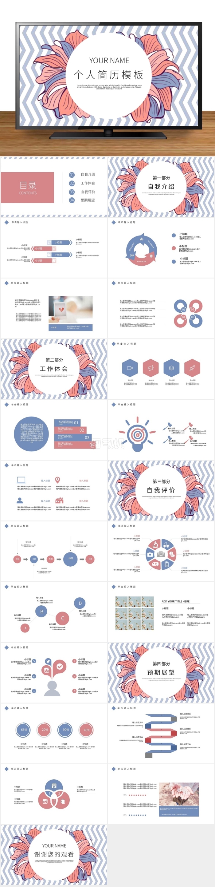 簡約清新個人簡歷PPT模板
