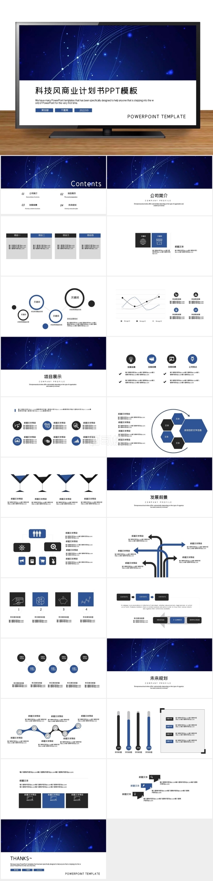 藍色科技風商業(yè)計劃書PPT模板
