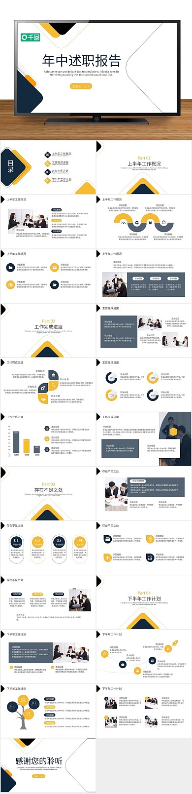 汇报商务工作总结述职报告通用PPT
