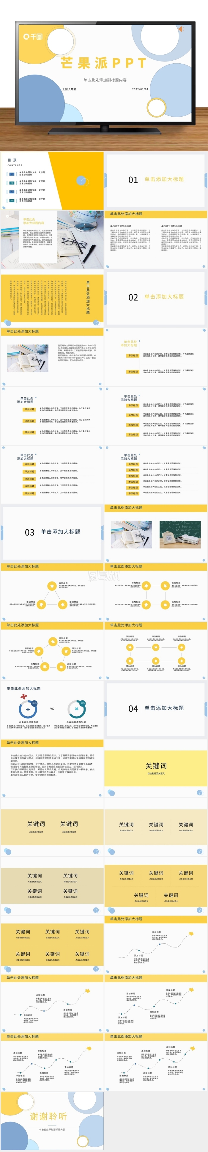 創(chuàng)意簡約清新芒果黃工作學(xué)習(xí)通用ppt模板