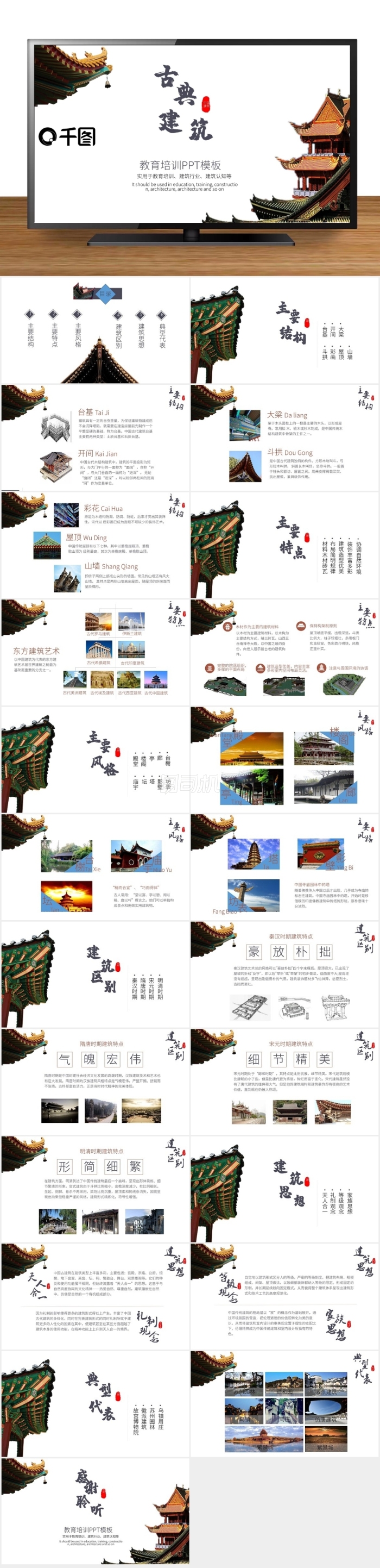 古典建筑教育培訓學習課件中國風ppt圖片