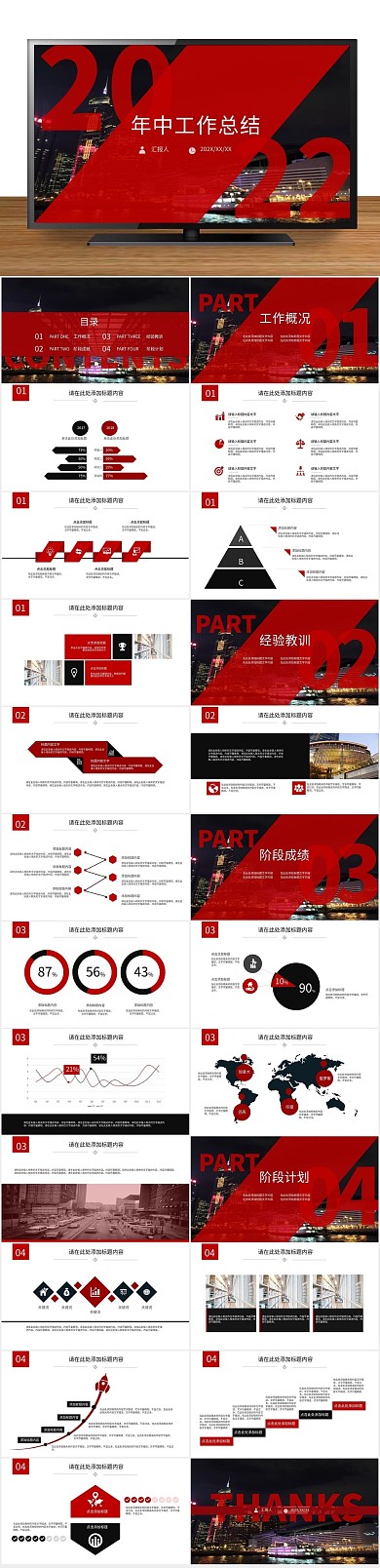 汇报半年通用年中工作总结PPT

