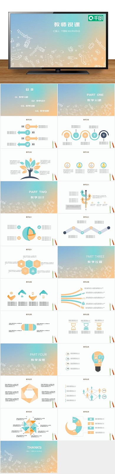 老师小清新教师说课培训课件通用PPT
