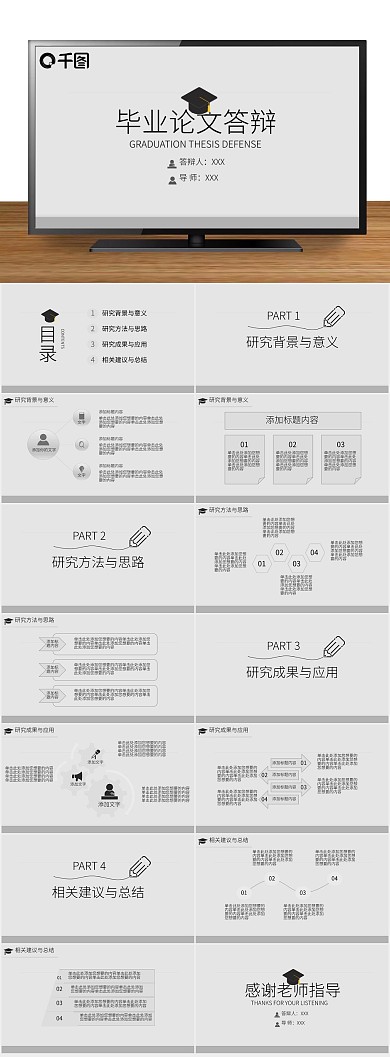 答辩简约青春毕业论文答辩PPT
