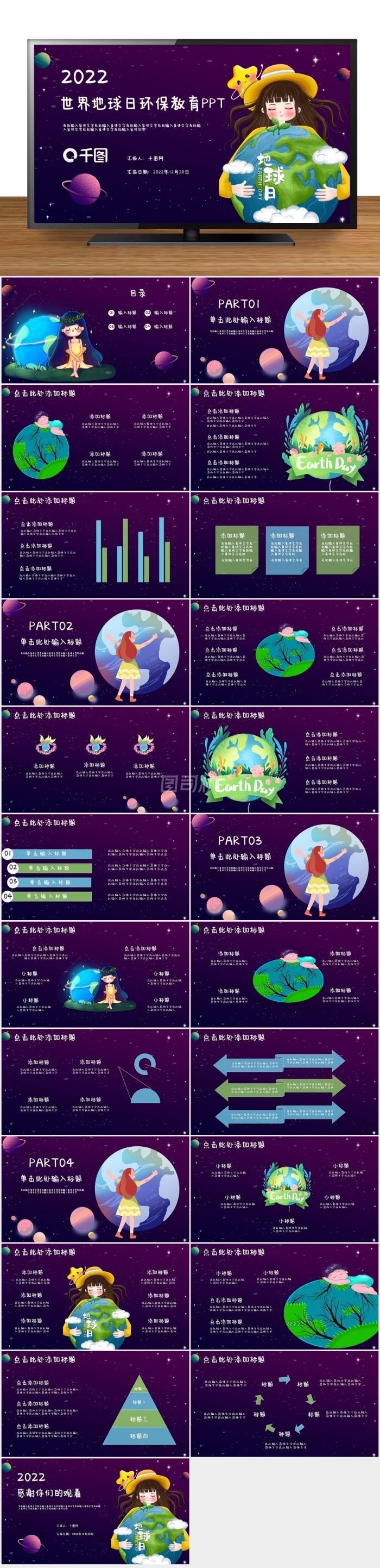 世界地球日環(huán)保教育PPT模板