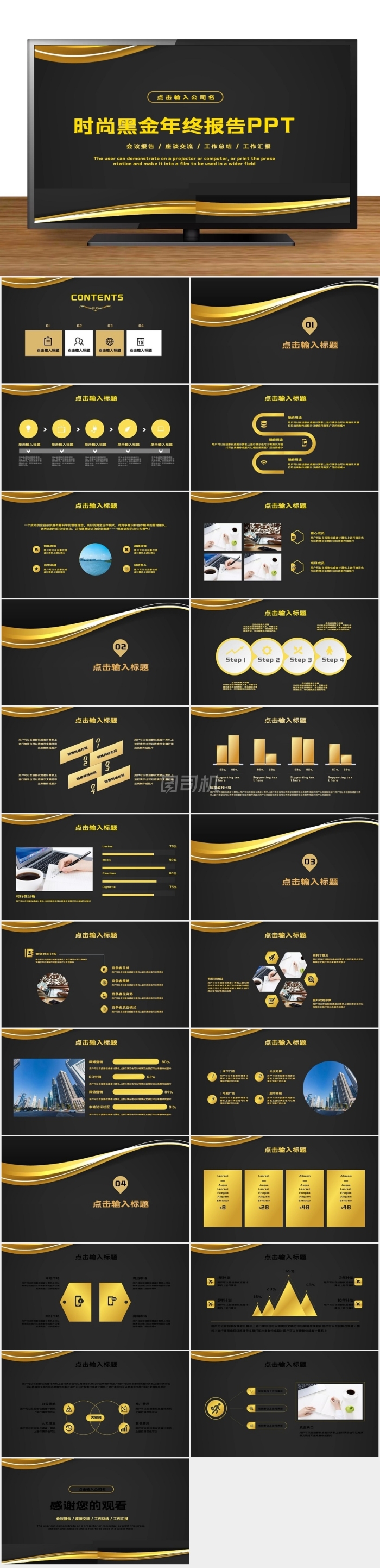 時(shí)尚黑金年終報(bào)告PPT模板
