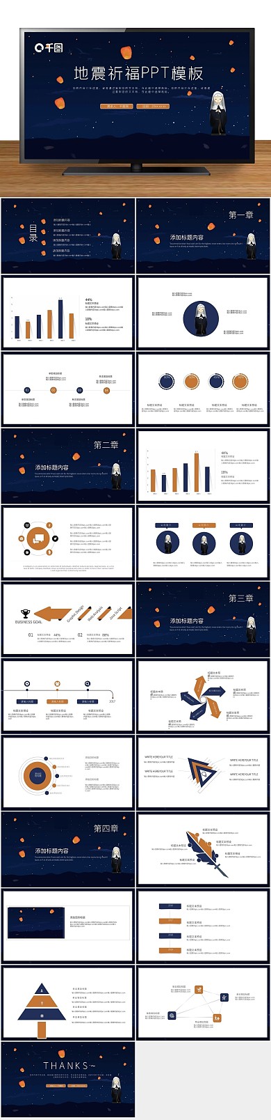 讲座爱心地震祈福公益宣传PPT
