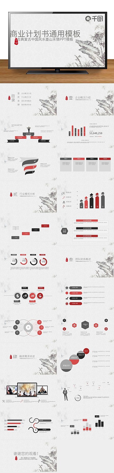 年终总结简约复古工作汇报PPT
