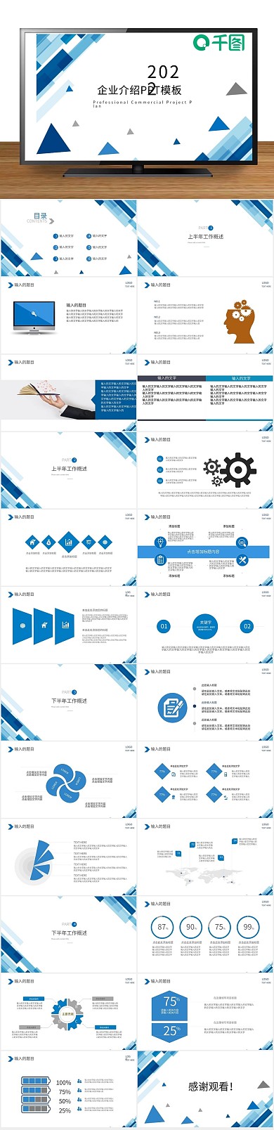 企业宣传蓝色商务企业简介PPT
