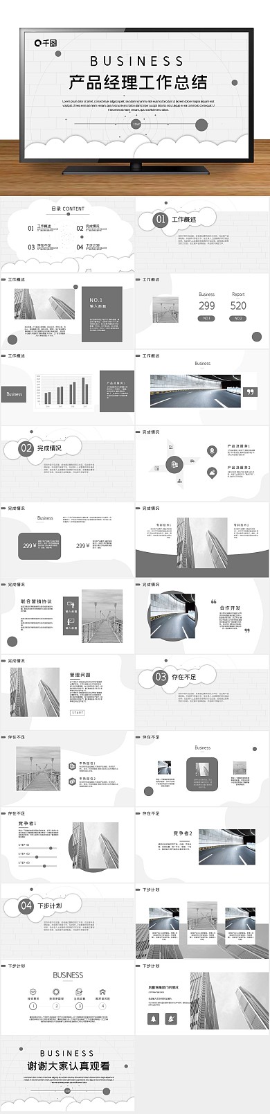 创意商业15产品经理工作总结PPT
