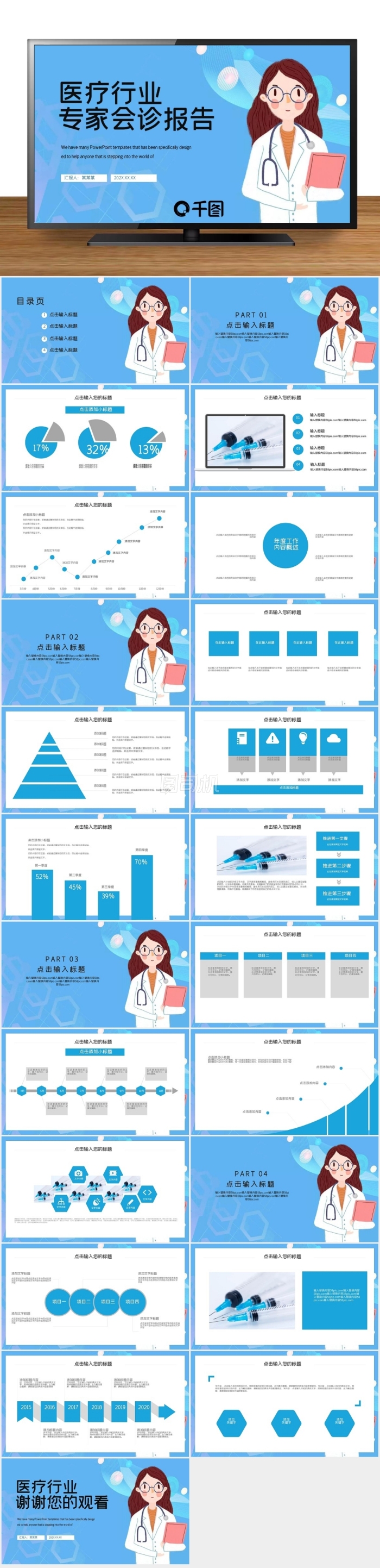 簡約醫(yī)療行業(yè)專家會診報告PPT模板