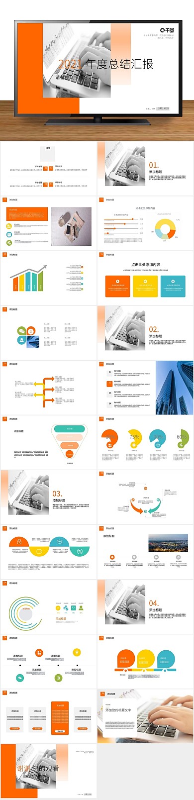 年终庆典橙色年度总结汇报PPT