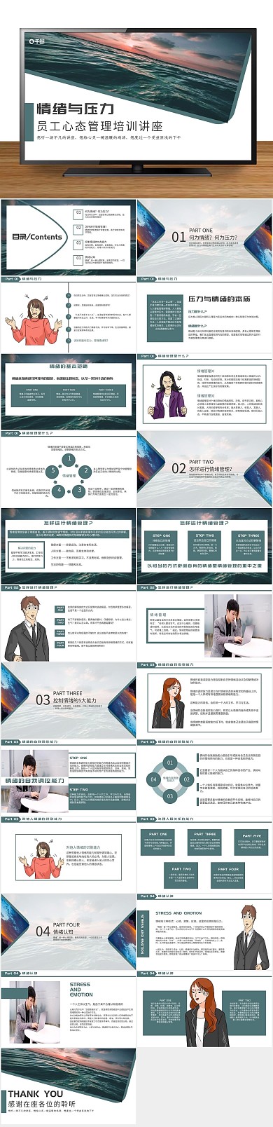 简约商务压力与情绪管理培训PPT