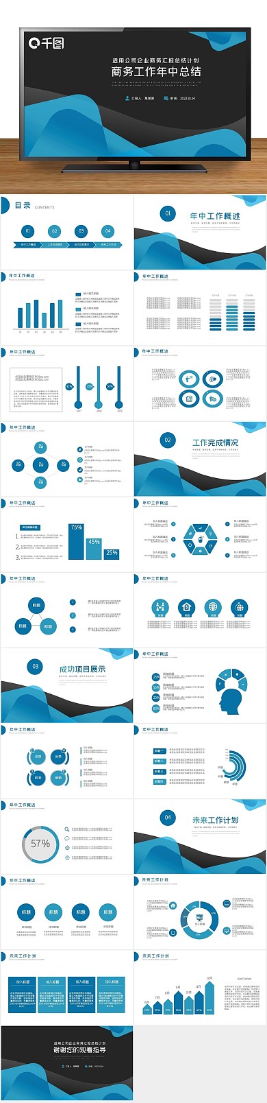 工作汇报中工作总结计划通用PPT
