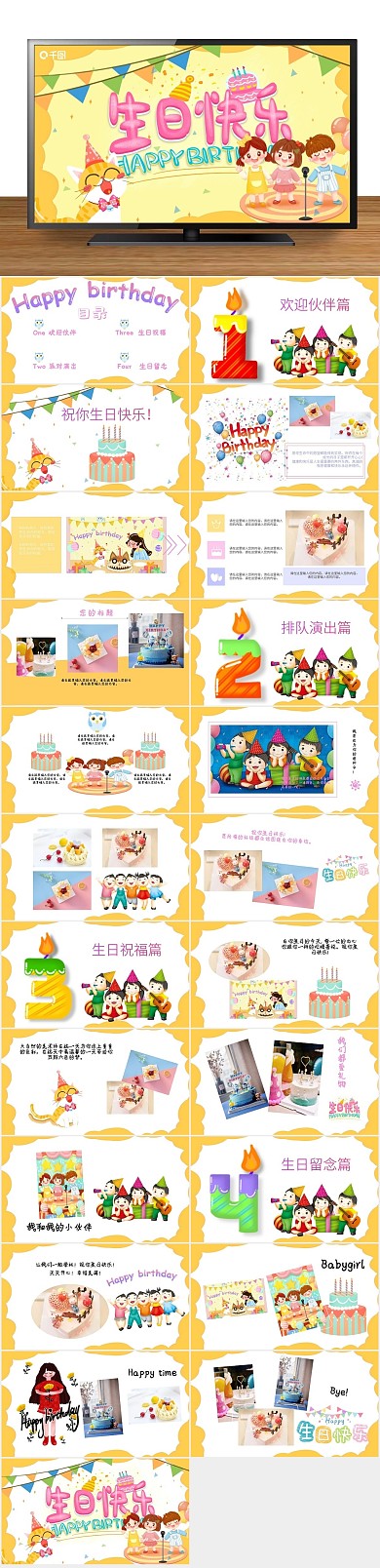 节日庆典生日快乐相册PPT模版
