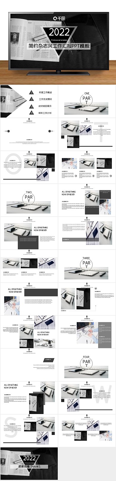 创意商业简约杂志风工作汇报PPT

