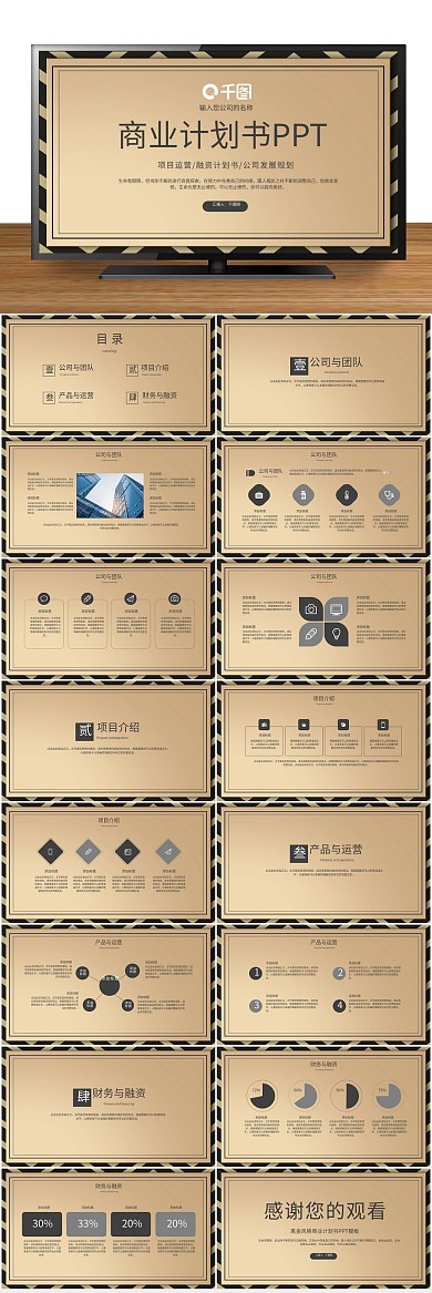 项目运营黑金风格商业计划书PPT
