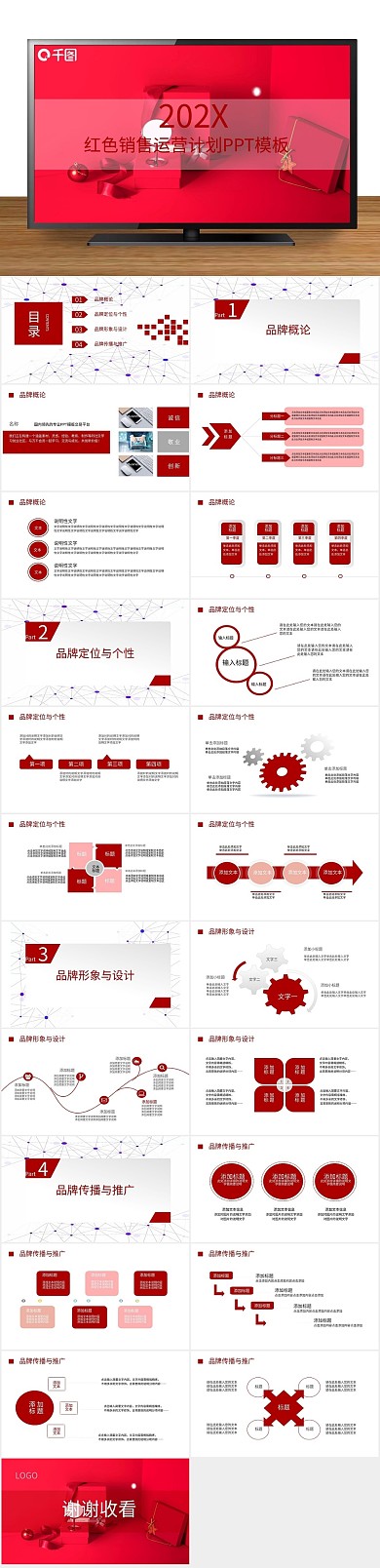 工作汇报红色销售运营计划PPT
