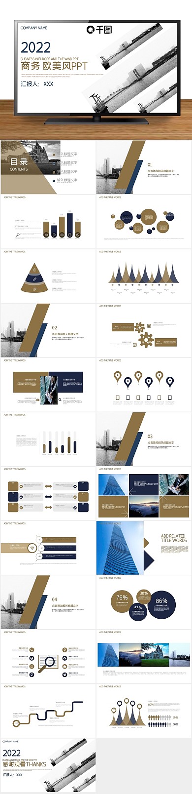 年终总结策划欧美风项目部汇报PPT
