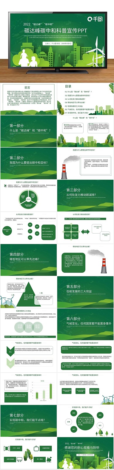 碳中环保碳达峰碳中和科普宣传PPT
