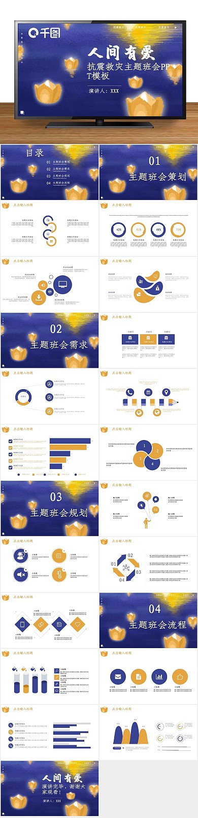 活动策划爱抗震救灾主题班会PPT
