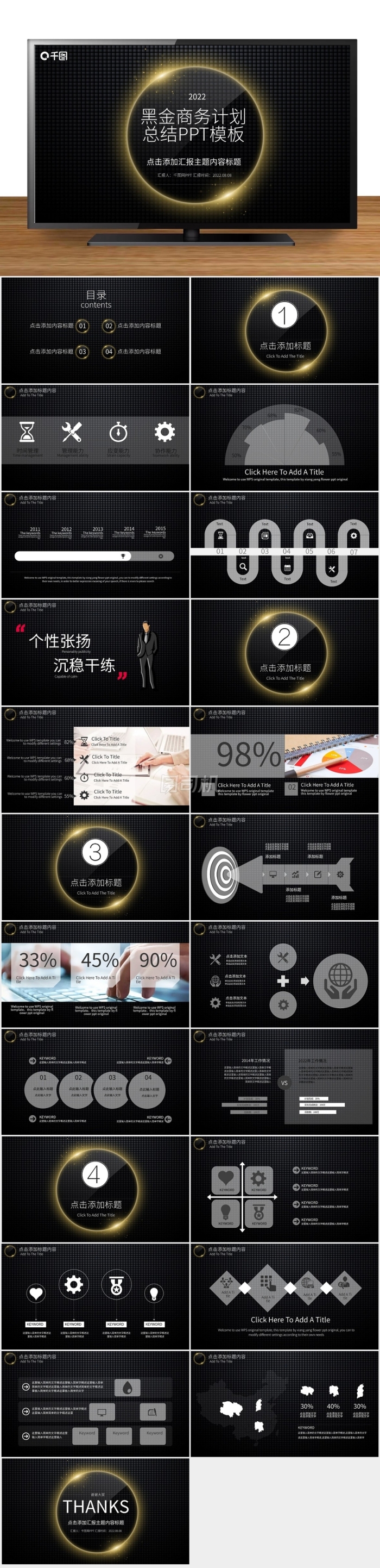 黑金商務(wù)總結(jié)酷炫PPT模板PPT