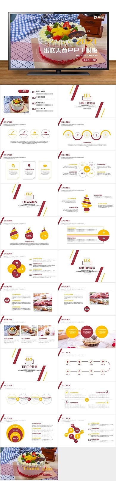 聚会派对简约风蛋糕美食商业ppt
