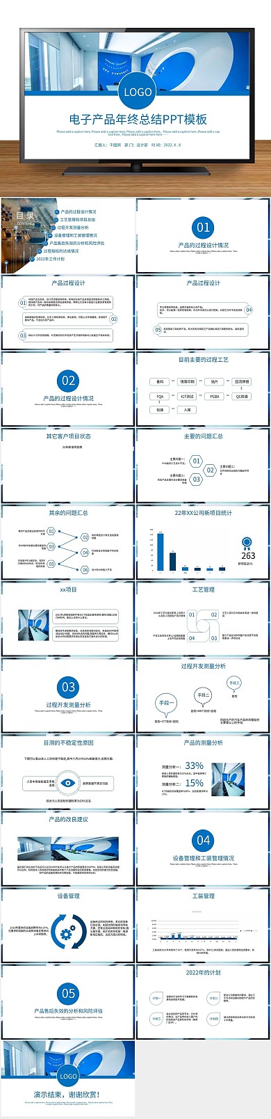 工程部内容风电子产品年终总结PPT
