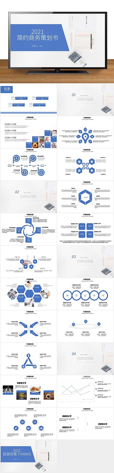 商业计划书简约商务策划书PPT
