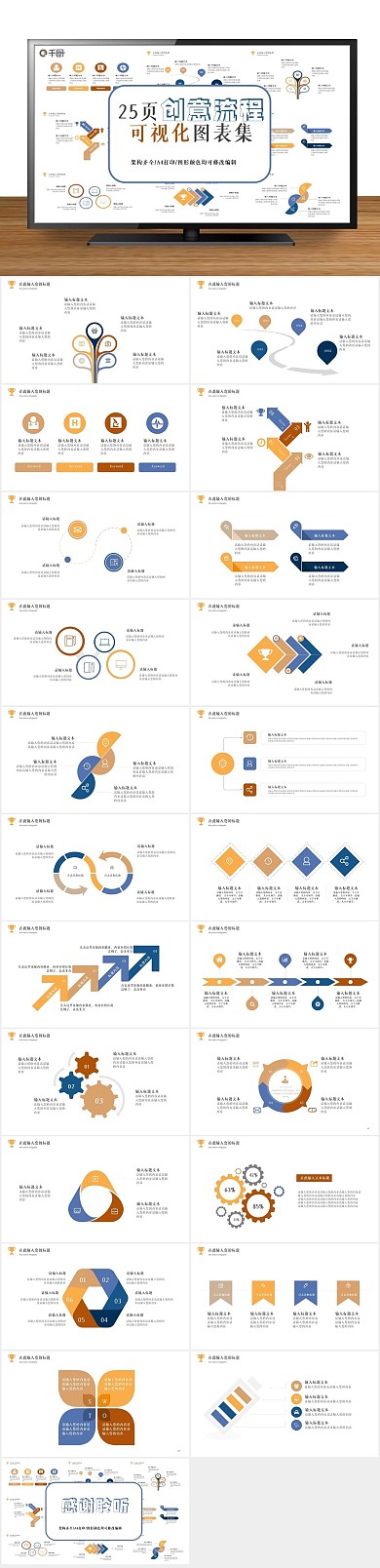 简约创意流程可视化图表集PPT
