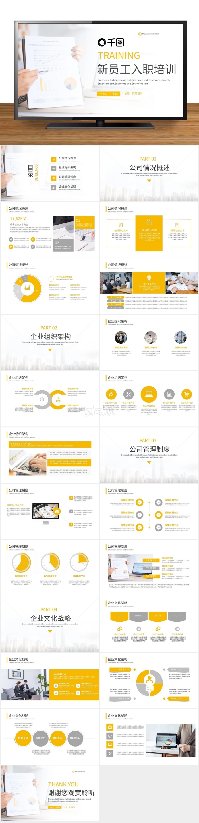 商務簡約企業(yè)新員工入職培訓PPT