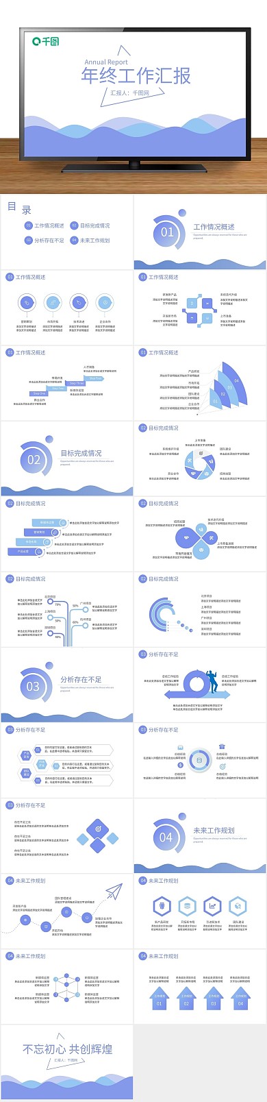 总结汇报简约风年终工作汇报PPT
