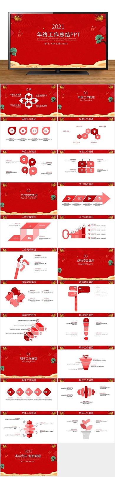 报告商务年终工作总结PPT
