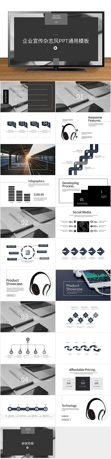 创意产品杂志风企业宣传通用PPT
