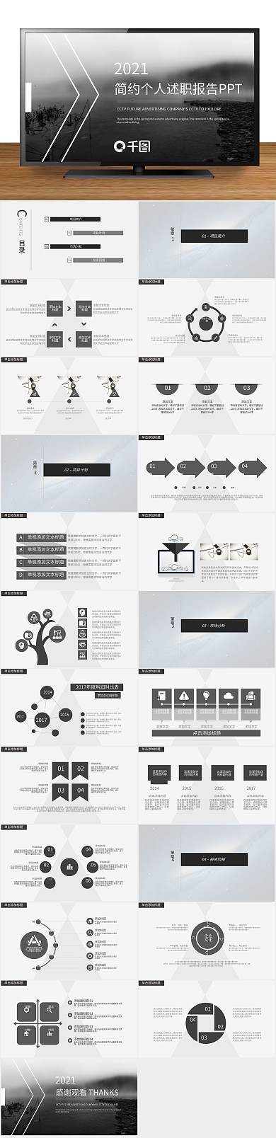 创意商业风个人述职报告PPT
